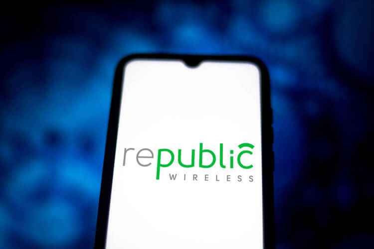 Republic Wireless logo on a smartphone