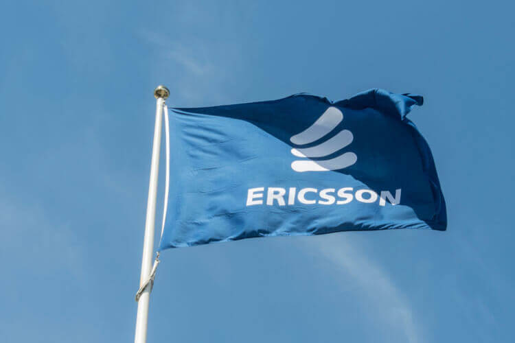 Ericsson logo on a flag