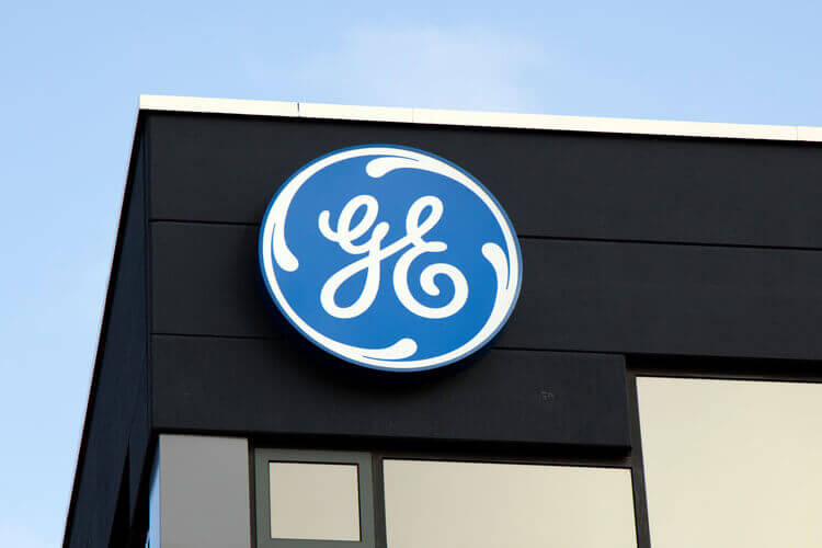 GE logo on a building