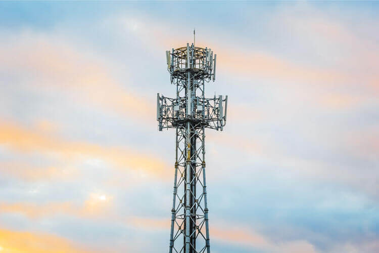 A wireless tower in a rural area